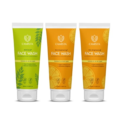 CAMISTA Anti Acne Face Wash with Neem & Aloe Vera Extract & Skin Brightening Face Wash with Orange Peel & Mulberry Extract (Combo) CAMISTA Anti Acne Face Wash with Neem & Aloe Vera Extract & Skin Brightening Face Wash with Orange Peel & Mulberry Extract (Combo)