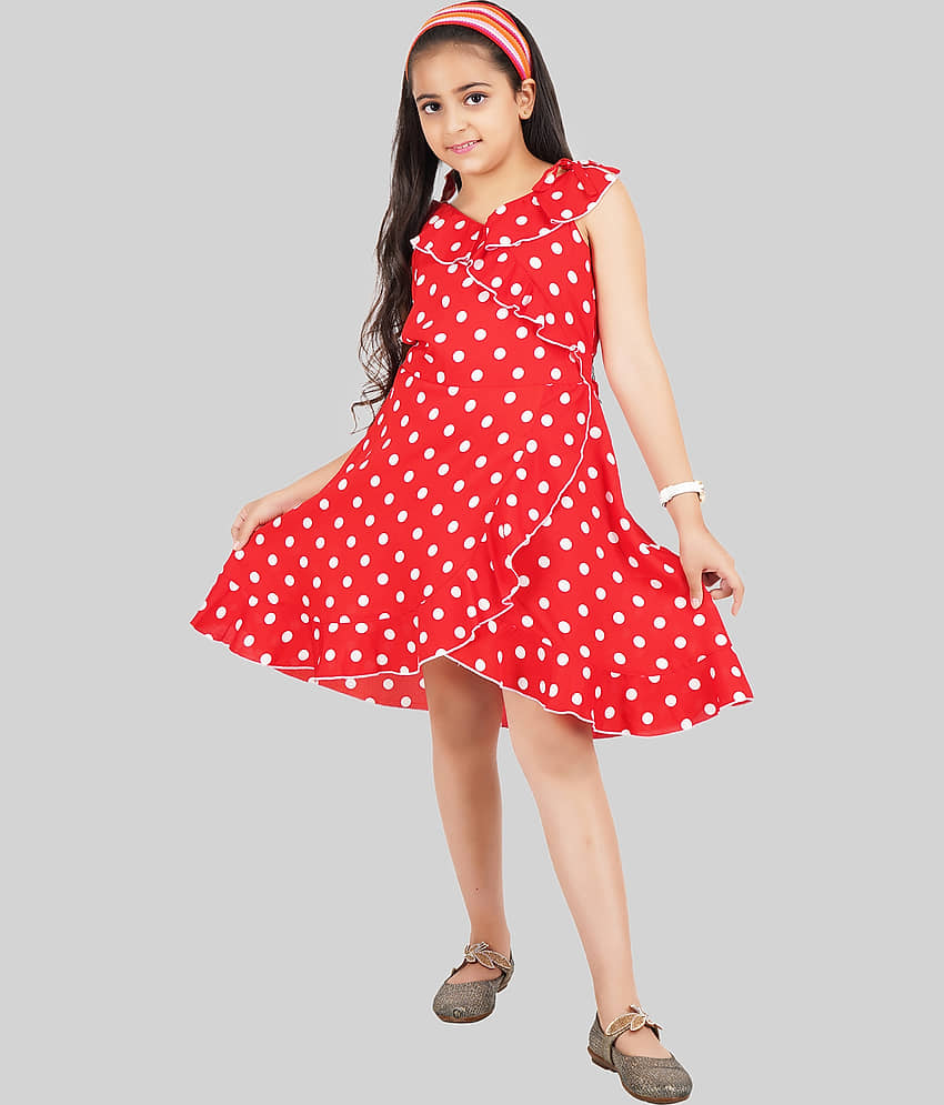 Being Naughty Polyester Frock For Girls ( Pack of 1 , Red )