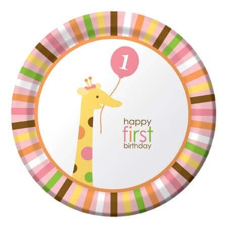 Sweet at 1st Birthday Girl Dinner Plates - 9 inches - 8PC