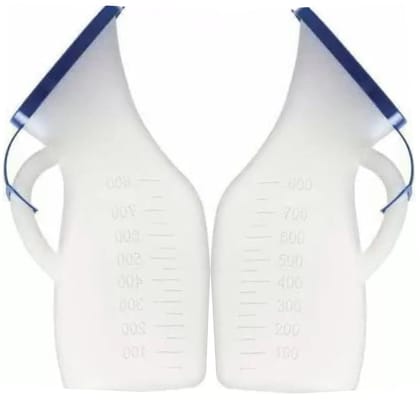 Tan45 Urine Pot for Women in Bed Patient, Female Urinal Collector With Lid, Pack Of 2 (800 ml Each)