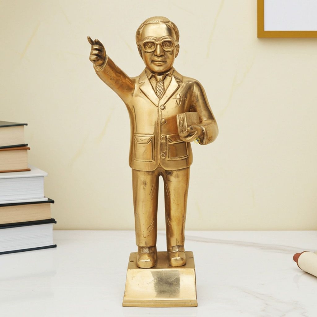 Brass Showpiece Ambedker Ji Statue - Unique Home & Study Table Decor, Height : 16 Inch (BSMAS533 X)