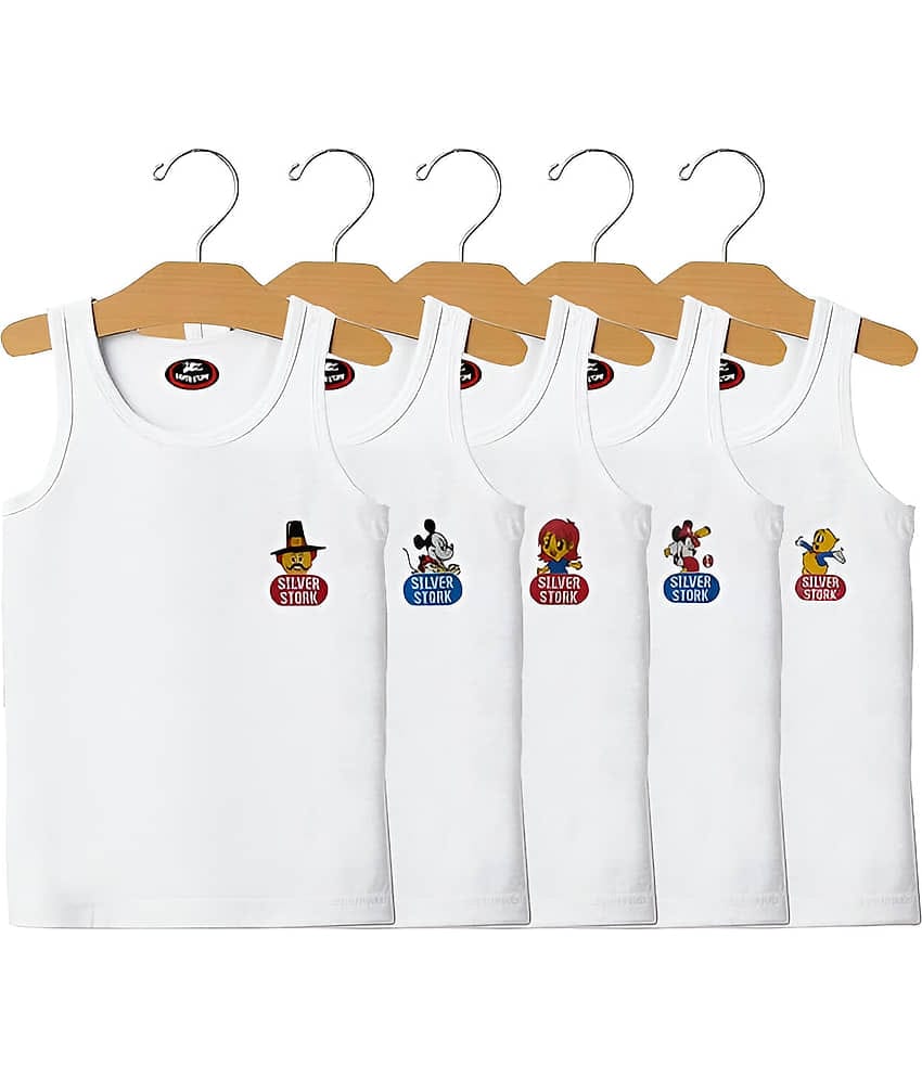 kaseera Pack of 5 Baby Boys Cotton Blend Vest ( White )