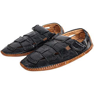 Jenja Comfortable Leatherite Men's Sandals JS1VO (BLACK)
