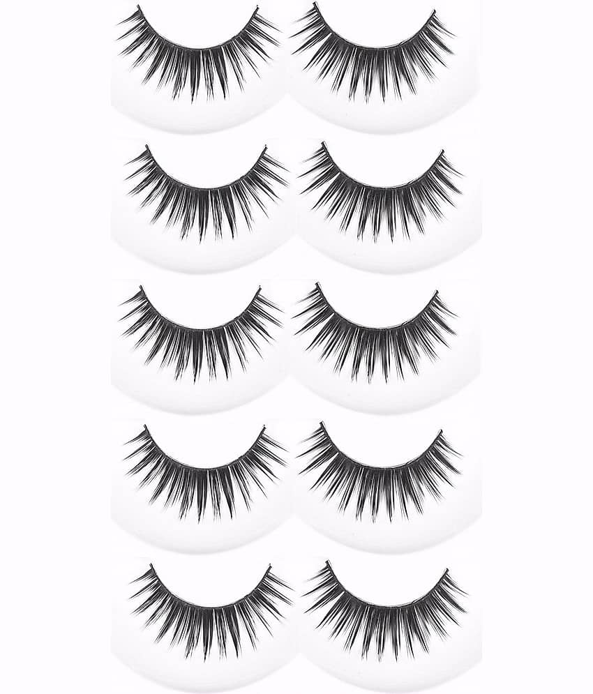 FOK Natural False Eyelashes Makeup Extension 10 no.s Pack Of 5 Pair