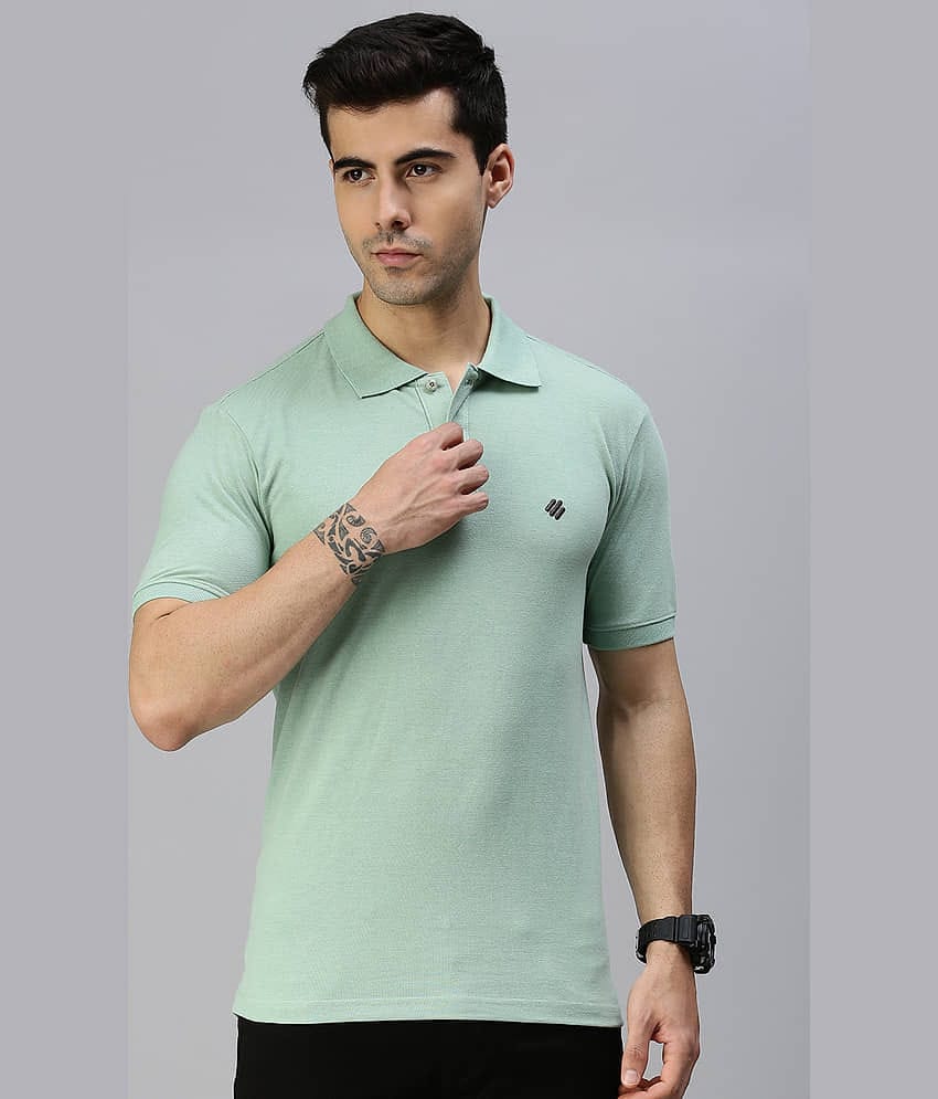 ONN Pack of 1 Cotton Blend Regular Fit Solid Half Sleeves Men's Polo T Shirt ( Green )