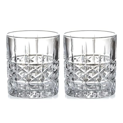 Whiskey Glass | 300 ML | Transparent Old Vintage Fashioned Cocktail Tumblers | Crystal Cut Barware Drinking Glasses for Whisky, Bourbon, Liquor, Wine, Cocktail Drinks |