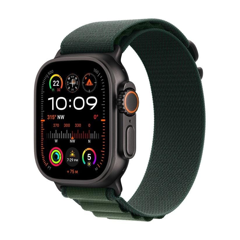 Apple Watch Ultra 2 GPS + Cellular 49mm Black Titanium Dark Green Alpine Loop (Small)