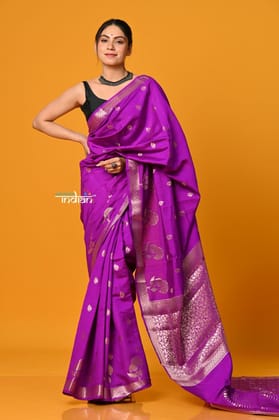 Param Sundari ~ Sheer Grace – Chiniya Silk Banarasi Saree in Purple Param Sundari ~ Sheer Grace – Chiniya Silk Banarasi Saree in Purple