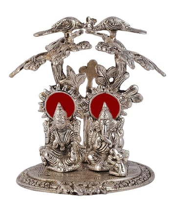 DreamKraft Metal Silver Plated Laxmi Ganesh Tree God Idols for Home Decor DreamKraft Metal Silver Plated Laxmi Ganesh Tree God Idols for Home Decor