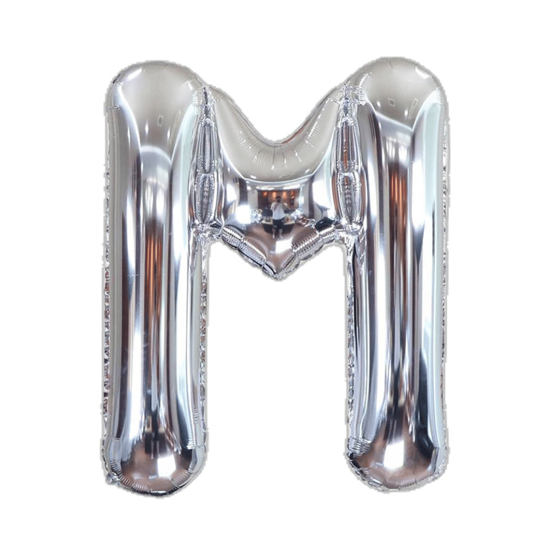 Letter M Silver Foil Balloon - 16 inches - Air Filled - 1PC