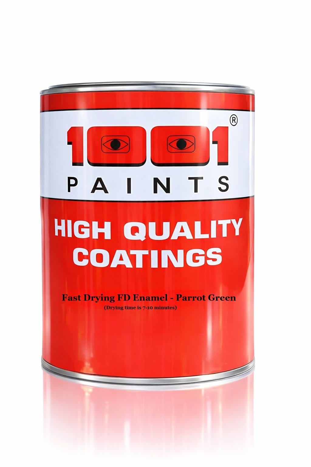 1001 Fast Drying FD Enamel Paint FAST SET ST 7-10 Min Drying Multi-Surface for Metal, Wood, Non-Metal & Asbestos Finish High Gloss Industrial Quality - Parrot Green 1 L