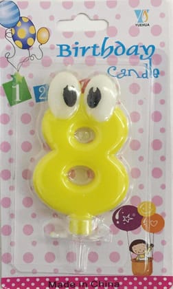 Googly Eyes Numerical No. 8 Candle
