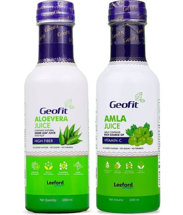Geofit Aloe Vera & Amla Juice | Boosts Immunity, Digestion, Skin & Hair Health | 1L Each, Pack of 2