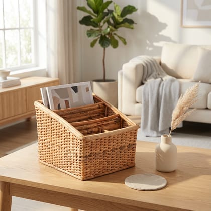 Handmade Multipurpose Basket/Magazine Stand Holder|Brown 