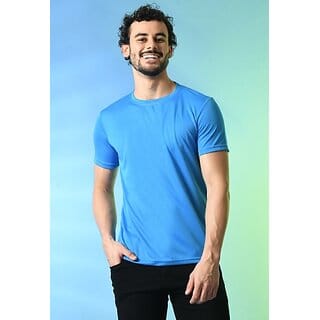 PrintCultr Solid Men Round Neck Polyester Blue T-Shirt