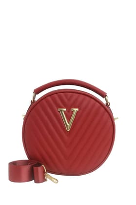 Trendy Sling Bag for Women Quilted Round Shape Crossbody Handbag with Stylish Finish (Red)