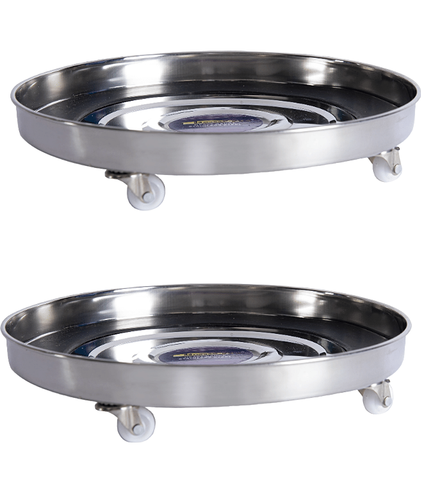 HomePro Stainless Steel Gas Trolley with Smooth Wheels & Rubber Cylinder Protection Pack of 2