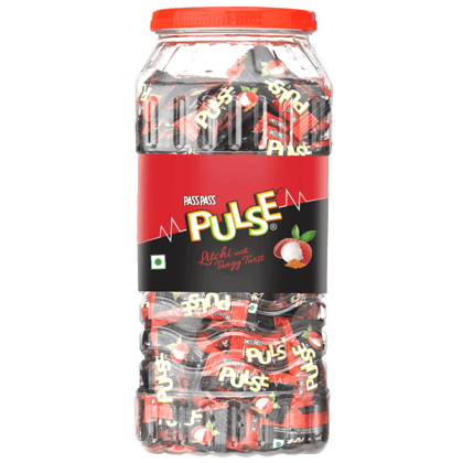 Pulse Candy Jar || Litchi Candy || 175 Pieces || 708.75 Grams Pulse Candy Jar || Litchi Candy || 175 Pieces || 708.75 Grams