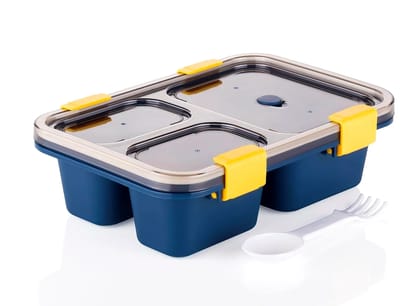 Tokyo Lunch Box 3 Compartment Plastic Lunch Box, Tiffin Box for Boys, Girls, School & Office Men (1000 ml) (Multicolour)  by Ruhi Import Store