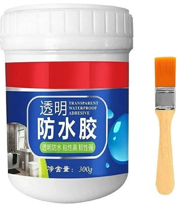 Crack Seal Glue 300gm with Brush Transparent Waterproof Resin Epoxy for Roof Leakage Crack Seal Agent Roof Water Leakage Solution Water Proof Glue for Waterproofing
