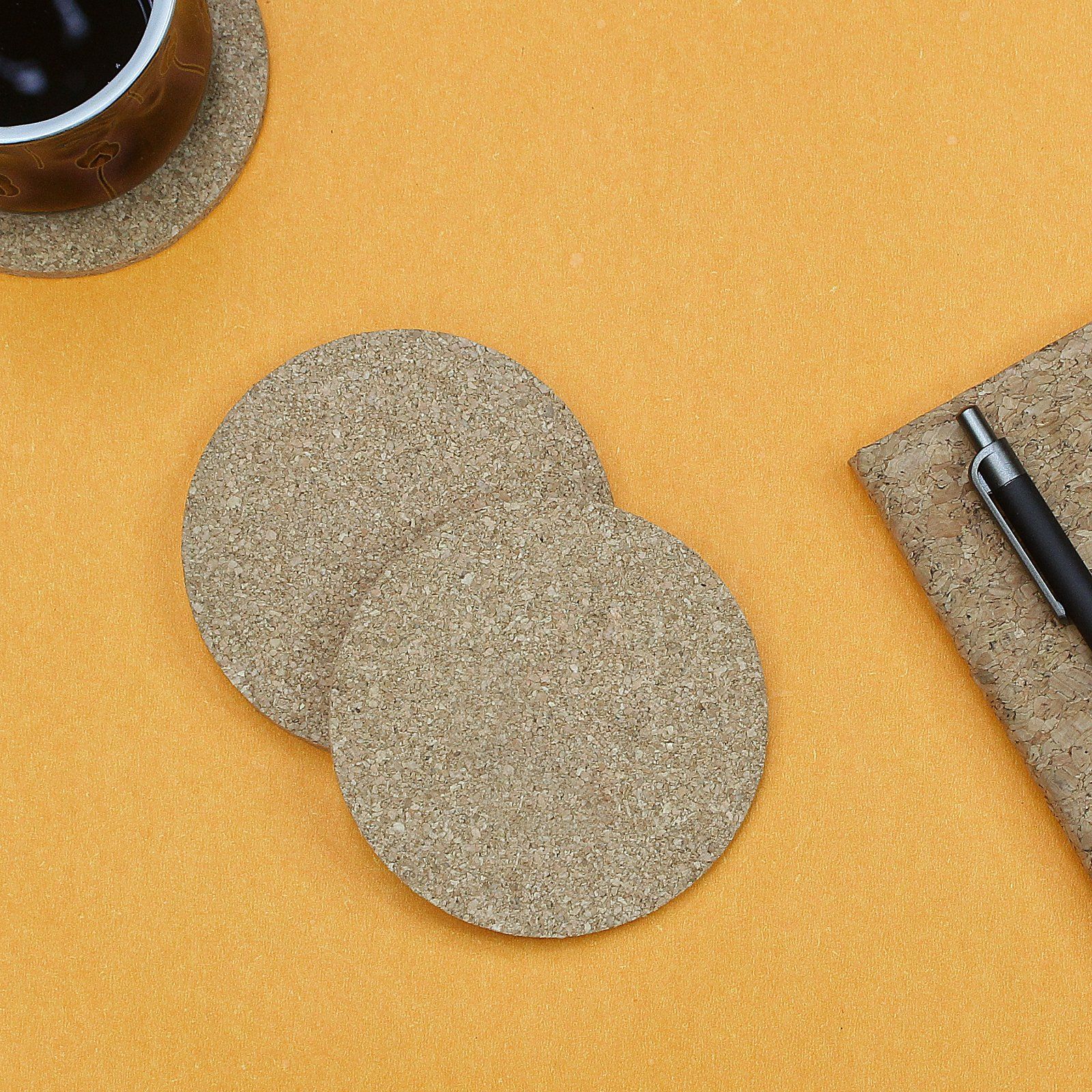 The Mohraj Cork Coasters Set of 4