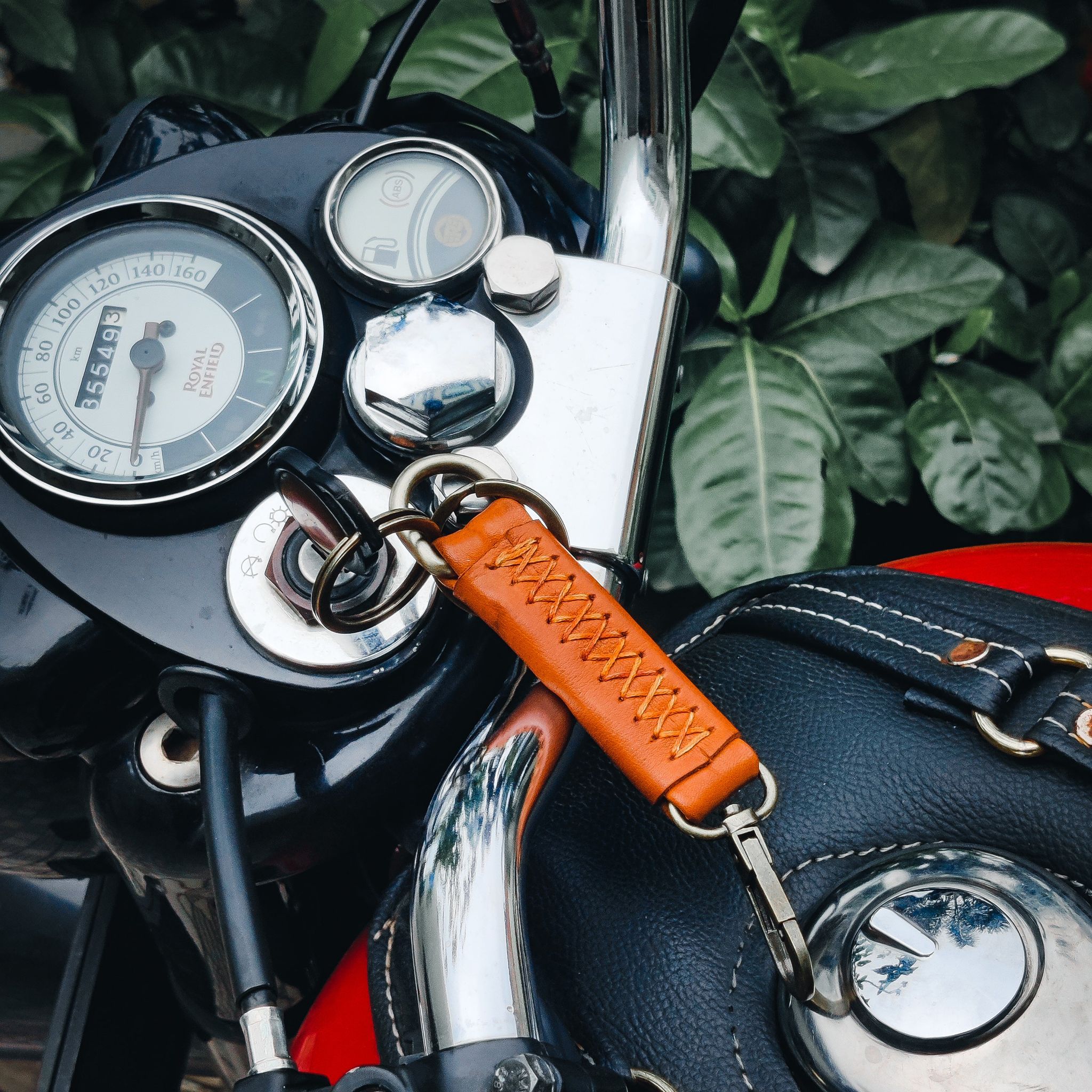 Long Leather Key Chains - BROWN
