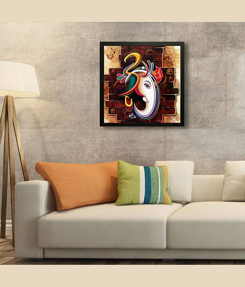 Saf Ganesha UV Coated Home Decorative Gift Item Frame Synthetic Painting With Frame