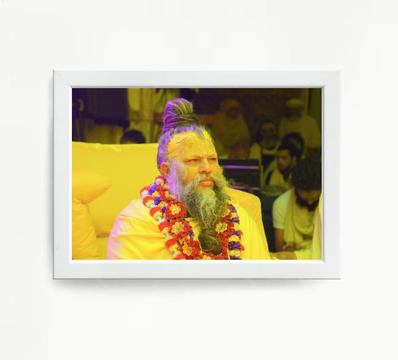 NOKKES Premanand Ji Maharaj White Religious Photo frame 5X7 Inch Photo Frame_WEW48