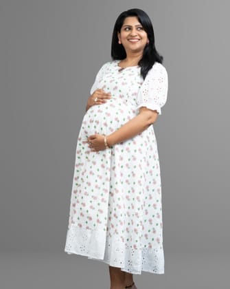 Hacoba patched butta cotton floral dress - Sleeveless Hacoba patched butta cotton floral dress - Sleeveless