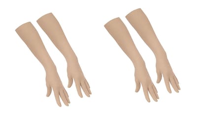 2 Pair Cotton Full Hand Gloves Sun Protection Gloves for Women Skin Colour