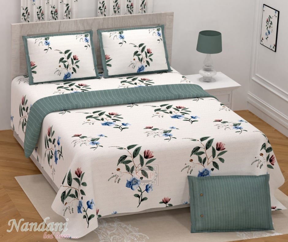 5001-Bedsheet Adda- Pure Cotton Double Bedsheet With Two Pillow Cover - Special Offer for Min 2 or More buyer Customer -DB-(108*108 IN)