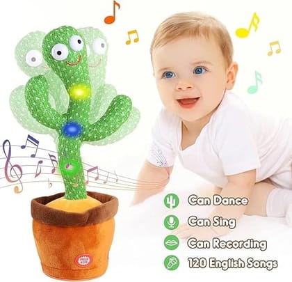 Interactive Dancing Cactus Toy with Sound Recording and Voice Repeat Feature | Musical Singing Plush Toy for Babies, Toddlers and Kids | Fun Educational Gift Toy (31 cm)