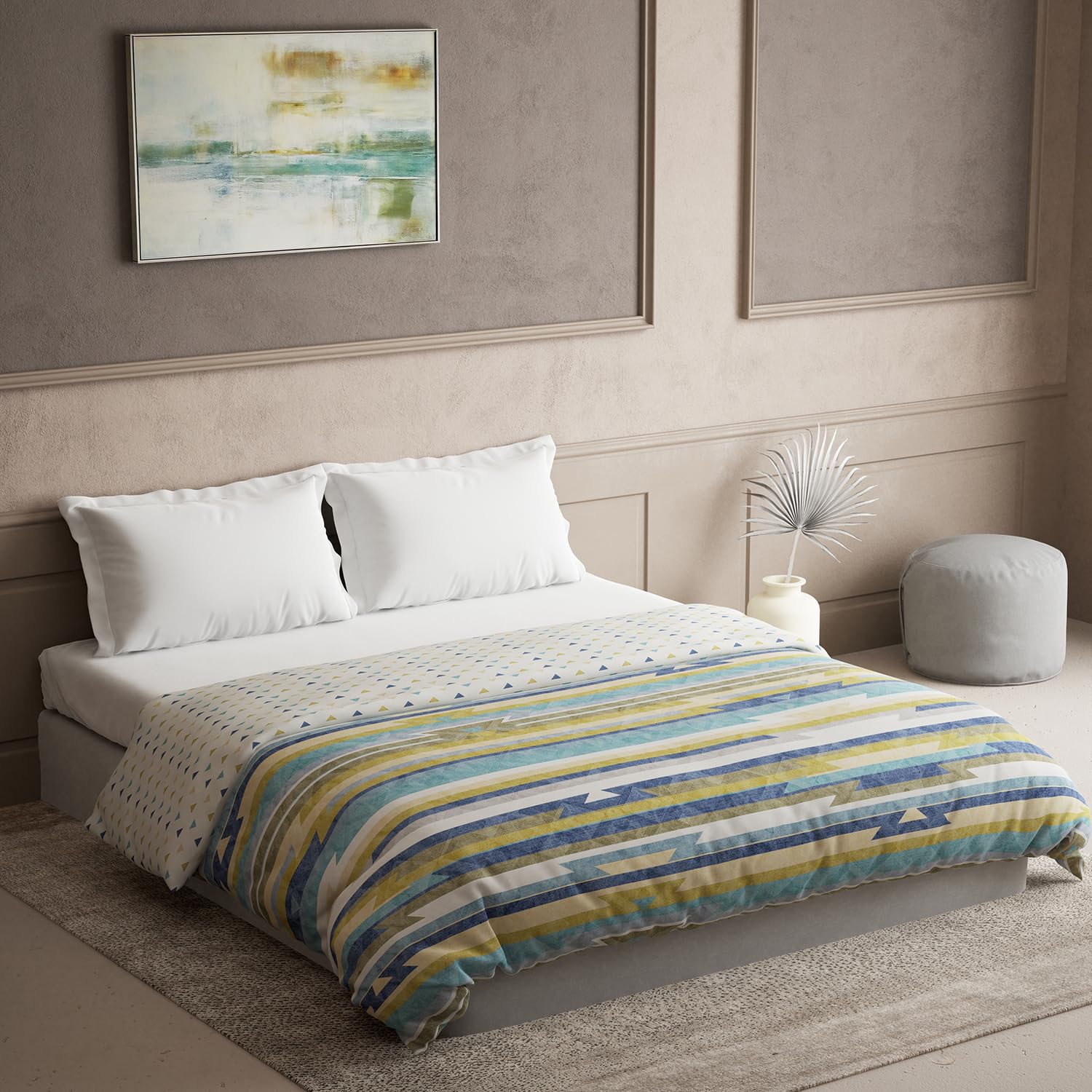 DDECOR - The Prime Collection 100% Cotton Contemporary Pattern 145TC King Quilt |229 CM X 274 CM| - Blue