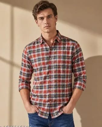 BASHUN Men's Check Shirt | Casual Shirt | Formal Shirt | Office Wear | Party Wear | Full Sleeves | Cotton Fabric | Button Down Style | Collar Neck | Regular Fit | Soft & Breathable Material | Comfortable for All Day Wear | Smart & Stylish Look