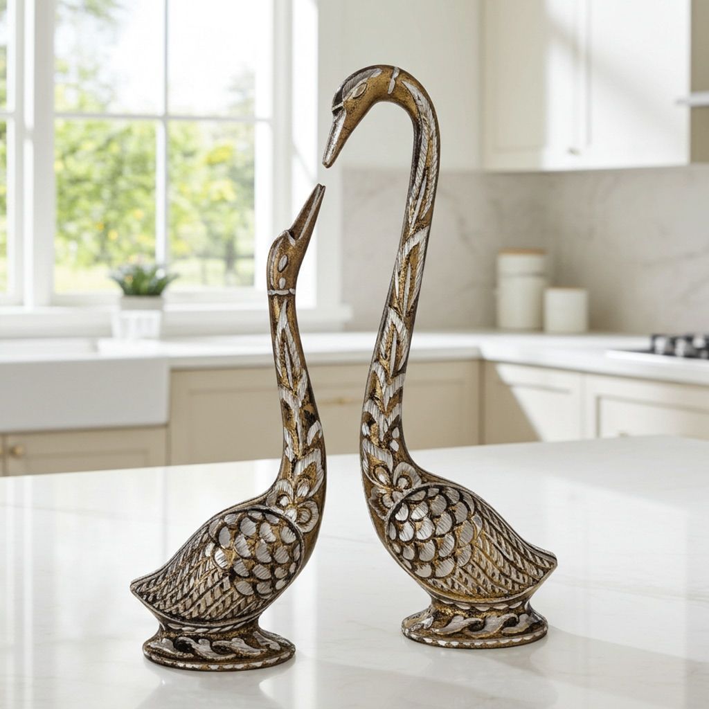Aluminium Showpiece Duck Pair Statue (ANMAS232 B)