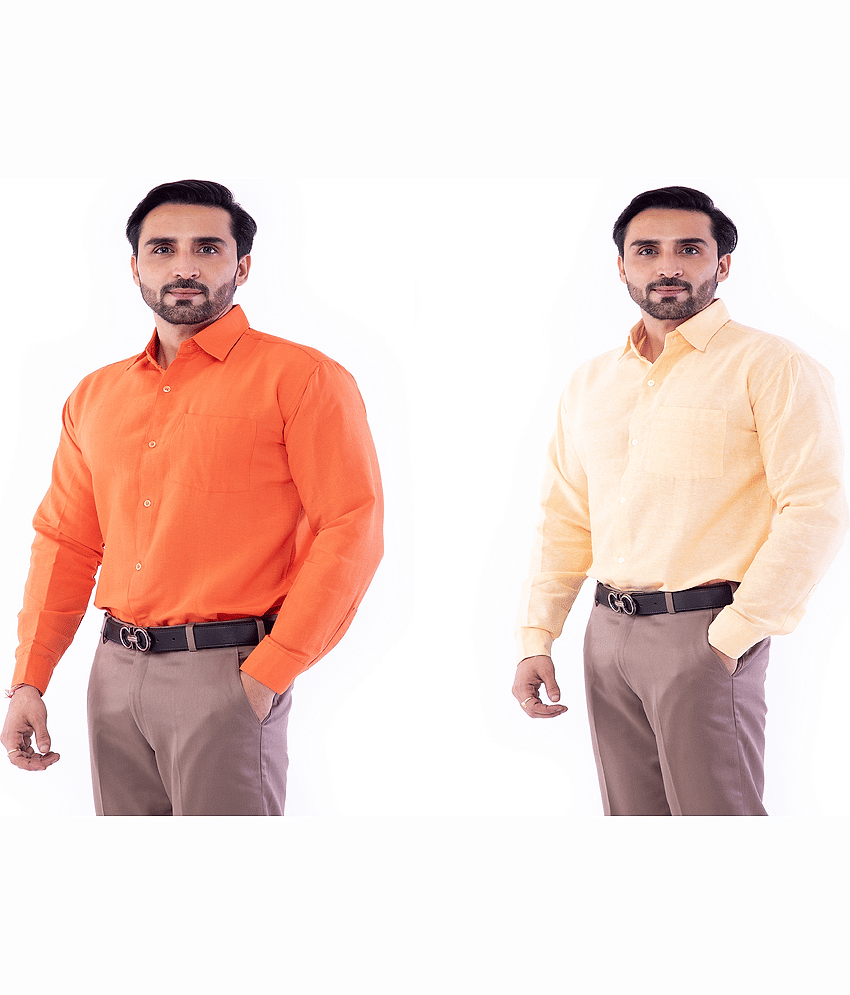 DESHBANDHU DBK 100% Cotton Regular Fit Solids Full Sleeves Men's Casual Shirt - Multi ( Pack of 2 )