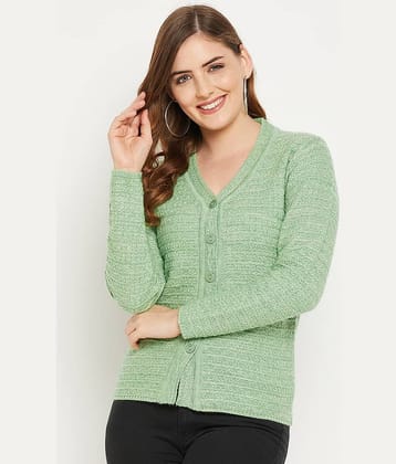 zigo Woollen V Neck Women's Buttoned Cardigans - Green (Pack of 1)