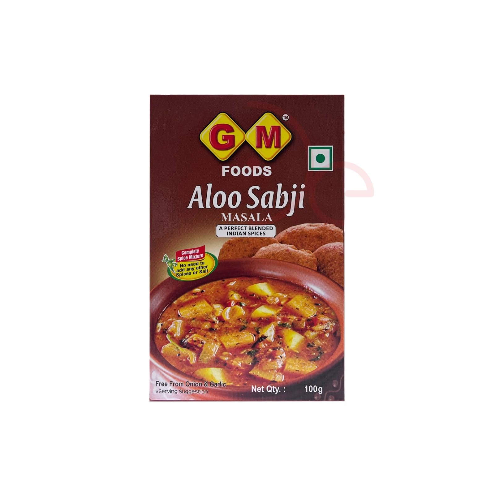 GM Foods Aloo Sabji Masala Powder 100g PACK OF - 1 | Authentic Indian Spice Mix for Flavorful Aloo Sabji | Aalu Masala Powder for Potato Dishes | No MSG, Artificial Colours & No Preservatives