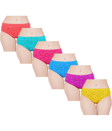 Sleazy Pack of 6 Cotton Printed Women's Hipster ( Multi Color )