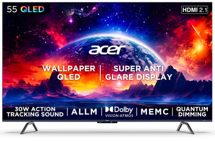 Acer 139 cm (55 inches) W Series 4K Ultra HD QLED Smart Android TV AR55AR2851QD (Metallic Grey) Acer 139 cm (55 inches) W Series 4K Ultra HD QLED Smart Android TV AR55AR2851QD (Metallic Grey) - Metallic Grey / 55 inches