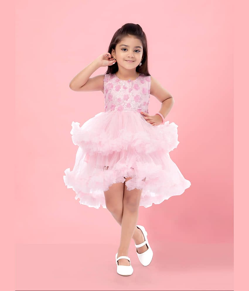 Aarika Polyester Frock For Girls ( Pack of 1 , Pink )