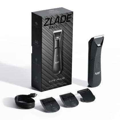 Zlade Ballistic Lite Plus Manscaping Trimmer for Men | Full Body, Beard, Balls, Pubic Hair & Private Parts Groomer | SafeEdge Ceramic Blades, No Nicks or Cuts | 7000 RPM | Waterproof | 90 Mins Runtime Zlade Ballistic Lite Plus Manscaping Trimmer for Men 