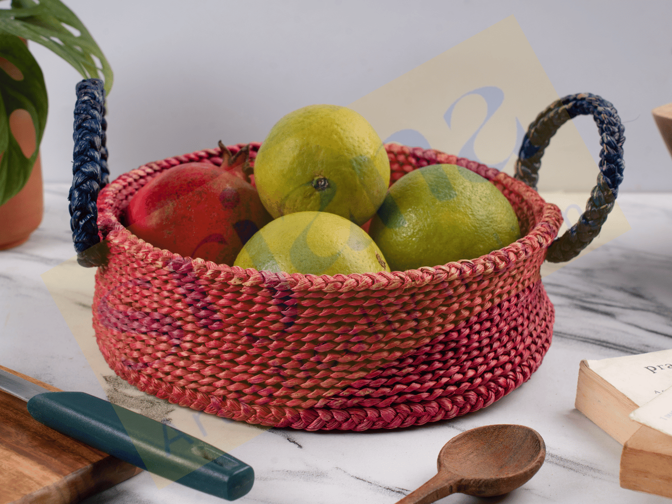 Srjana Handcrafted Hogla Grass Round Basket