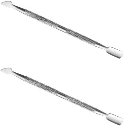 Elecsera 2 Pieces Cuticle Pusher and Cutter Nail Polish Remover Tool Stainless Steel Cuticle Peeler Scraper Double-end Cuticle Remover Cuticle Pusher and Spoon Nail Cleaner ()