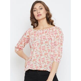 Purys Women Beige Printed Regular Top