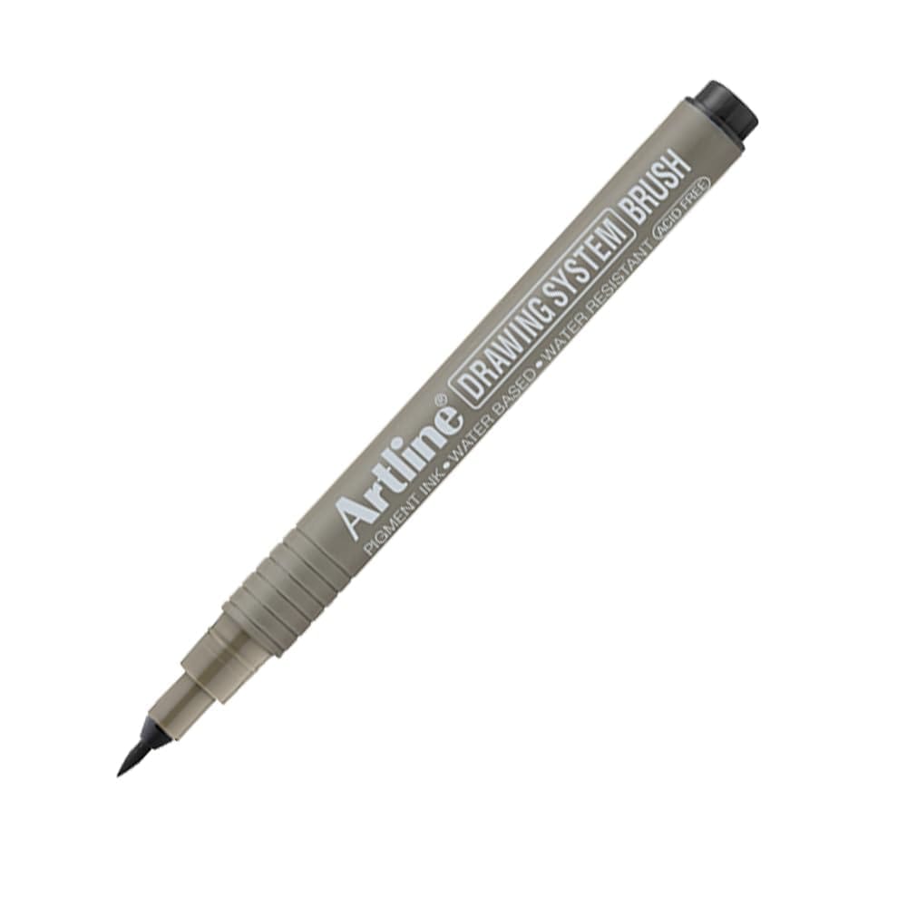 Artline Drawing System Brush Pen Black Colour Pack of 12 | For Drafting, Illustrating & Graphic Design
