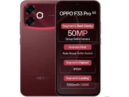 Oppo F33 Pro 5G Smartphone, 8GB RAM, 128GB Storage - Passion Red Oppo F33 Pro 5G Smartphone, 8GB RAM, 128GB Storage - Passion Red