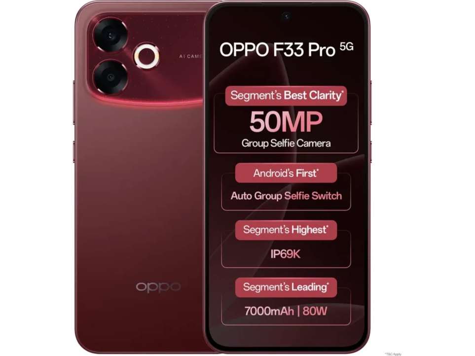 Oppo F33 Pro 5G Smartphone, 8GB RAM, 128GB Storage - Passion Red
