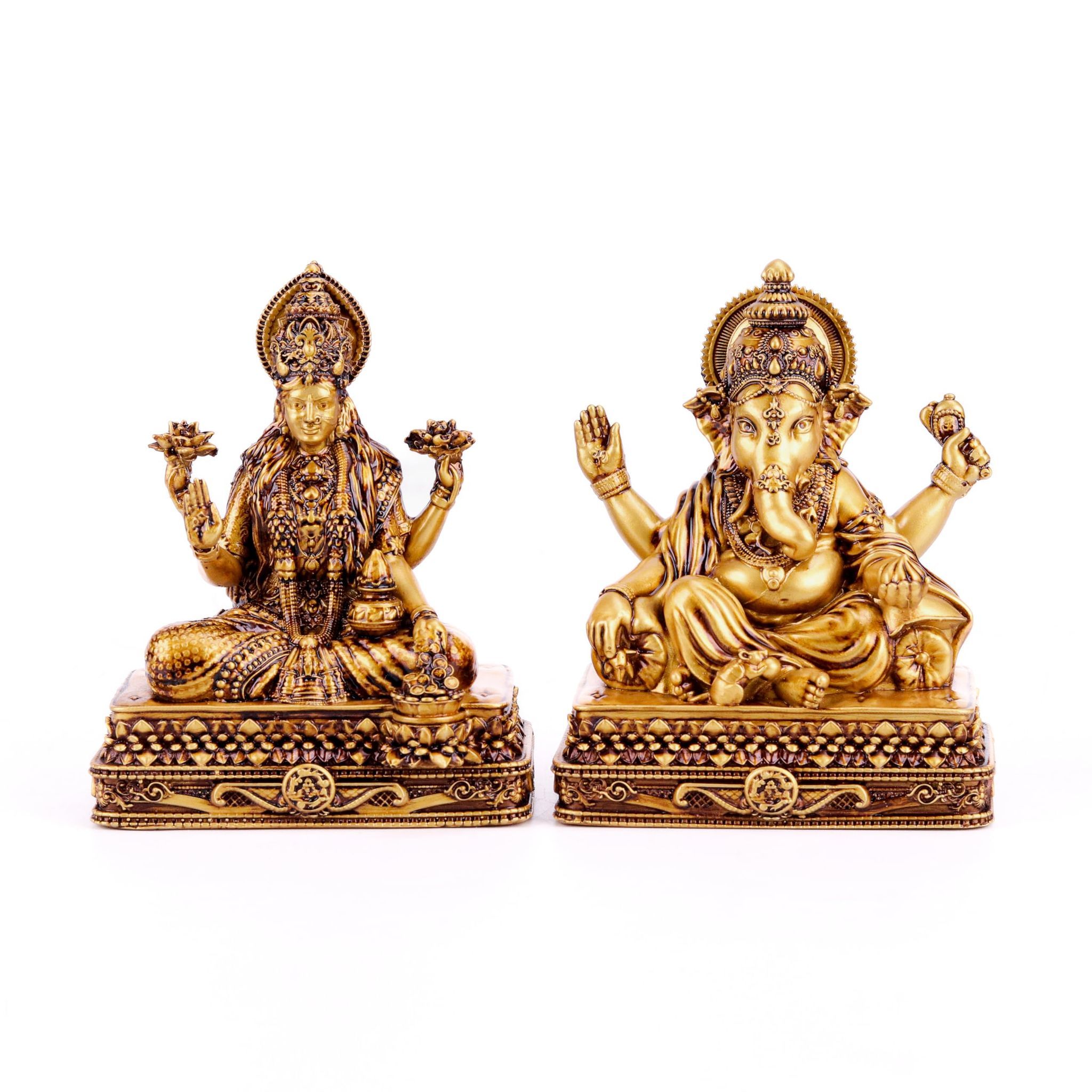 Artarium Laxmi Ganesha Pair Goddess Idol Laxmi Devi Ganpati Ji for Home Decor Pooja Room Diwali Pooja Sculpture Statue Home Gifting Showpiece