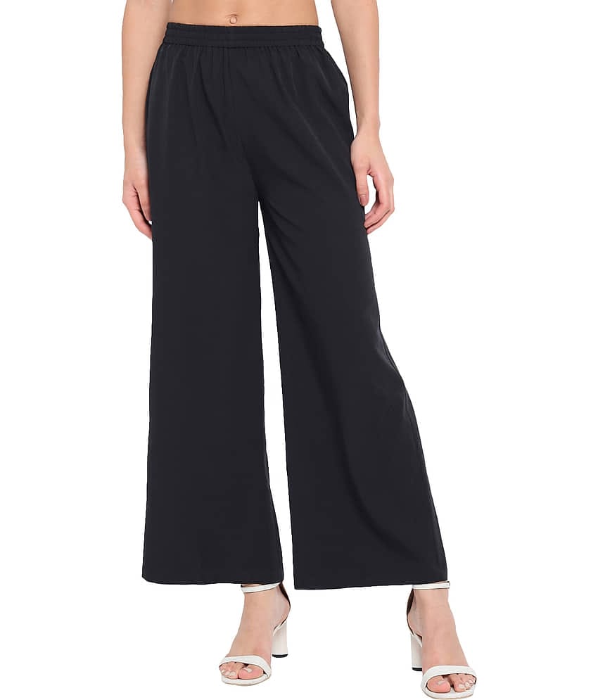 OTIRA Pack of 1 Crepe Straight Women's Palazzos ( Black )